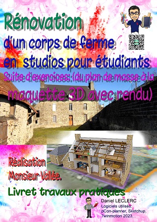 Illustration pour un livre publié : Rénovation d'un corps de ferme en studios  pour étudiants (6 studios).