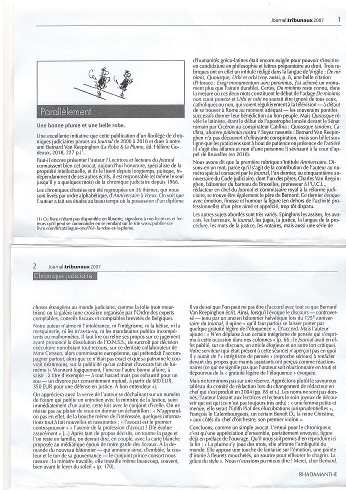 Le journal des tribunaux - Bernard Van Reepinghen