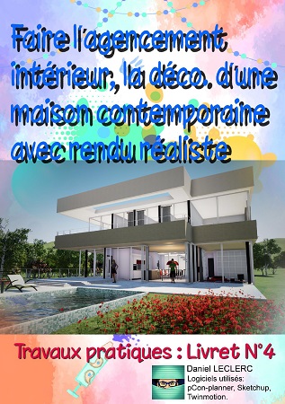 Illustration pour un livre publié : FAIRE L'AGENCEMENT INTERIEUR, LA DECORATION D'UNE MAISON CONTEMPRAINE AVEC RENDU REALISTE
