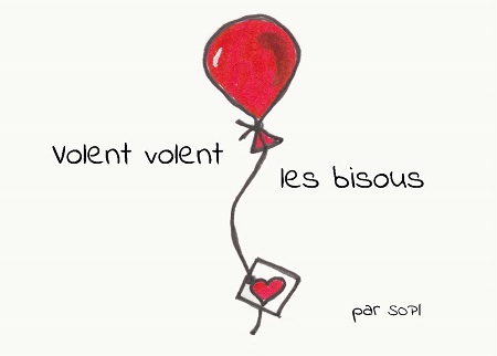 Illustration pour un livre publié : Volent volent les bisous